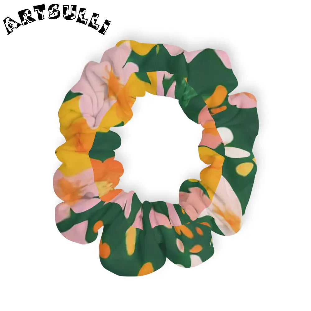 Dark Green Floral Jersey Scrunchie, Artsulli - Art is Long, Life is Short, Accessories, , , , , , , 