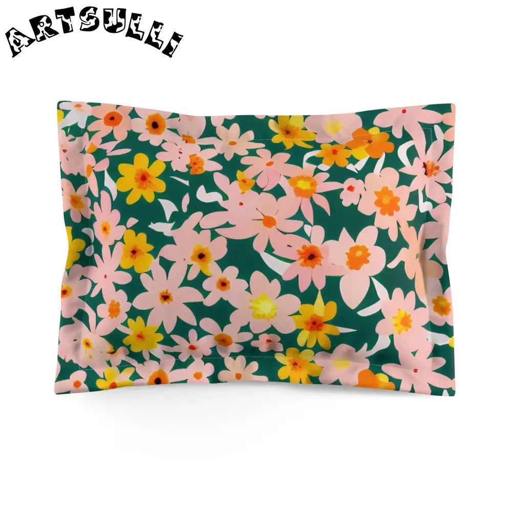 Dark Green Floral Pillow Sham, Artsulli - Art is Long, Life is Short, Home Decor, Size, Standard, , , , , 30021613985818304498