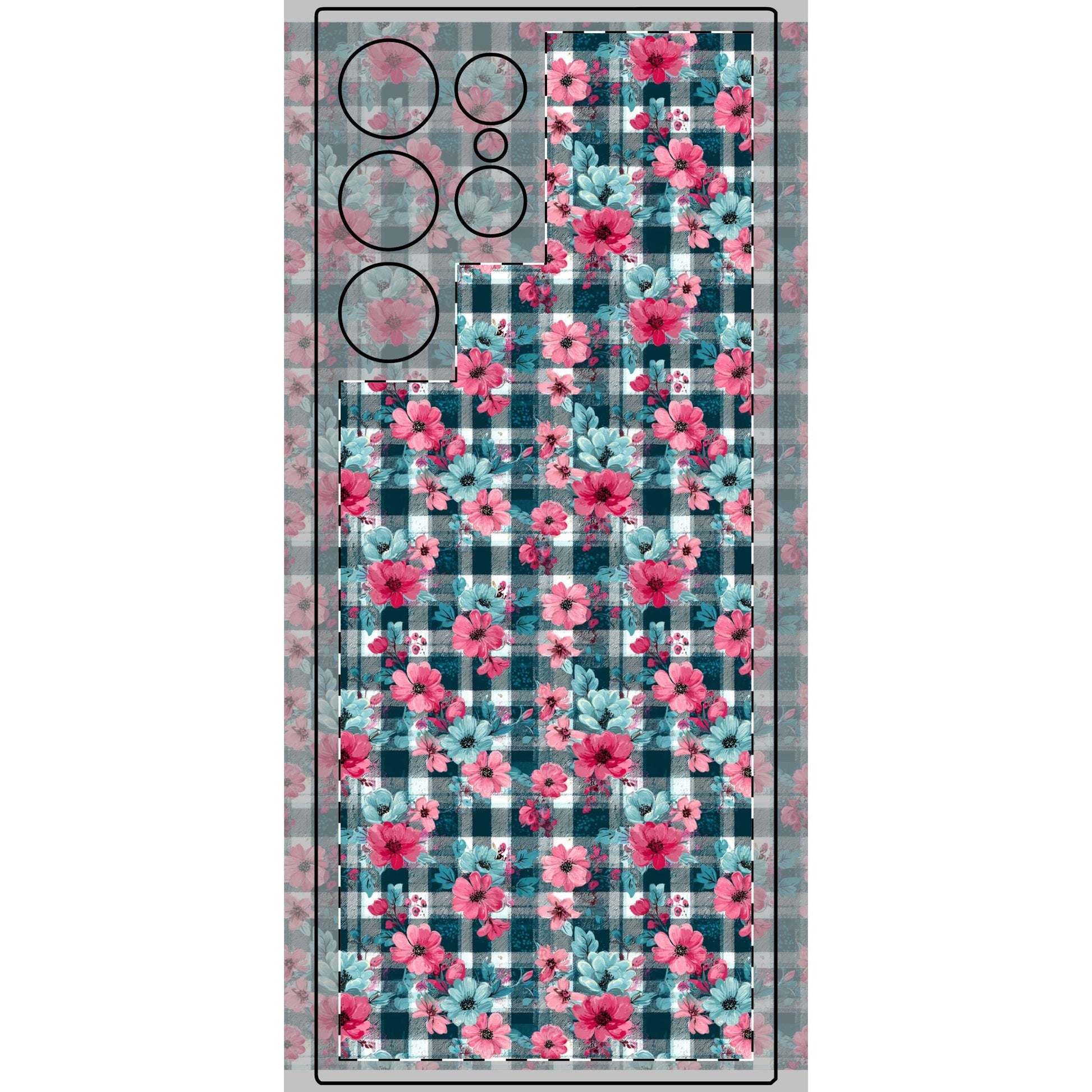 Dark Green Floral Plaid Phone Case Skin, Artsulli - Art is Long, Life is Short, Phone Case, Size, Samsung Galaxy S22 Ultra, , , , , 28753233397475895967