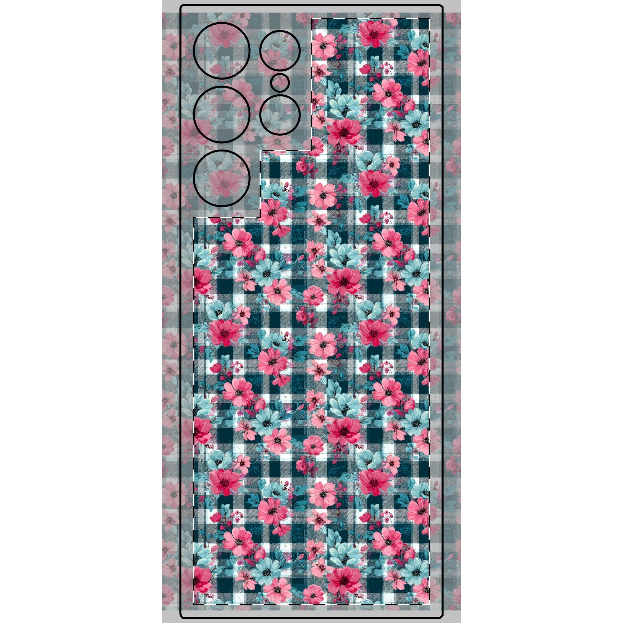Dark Green Floral Plaid Phone Case Skin, Artsulli - Art is Long, Life is Short, Phone Case, Size, Samsung Galaxy S22 Ultra, , , , , 28753233397475895967