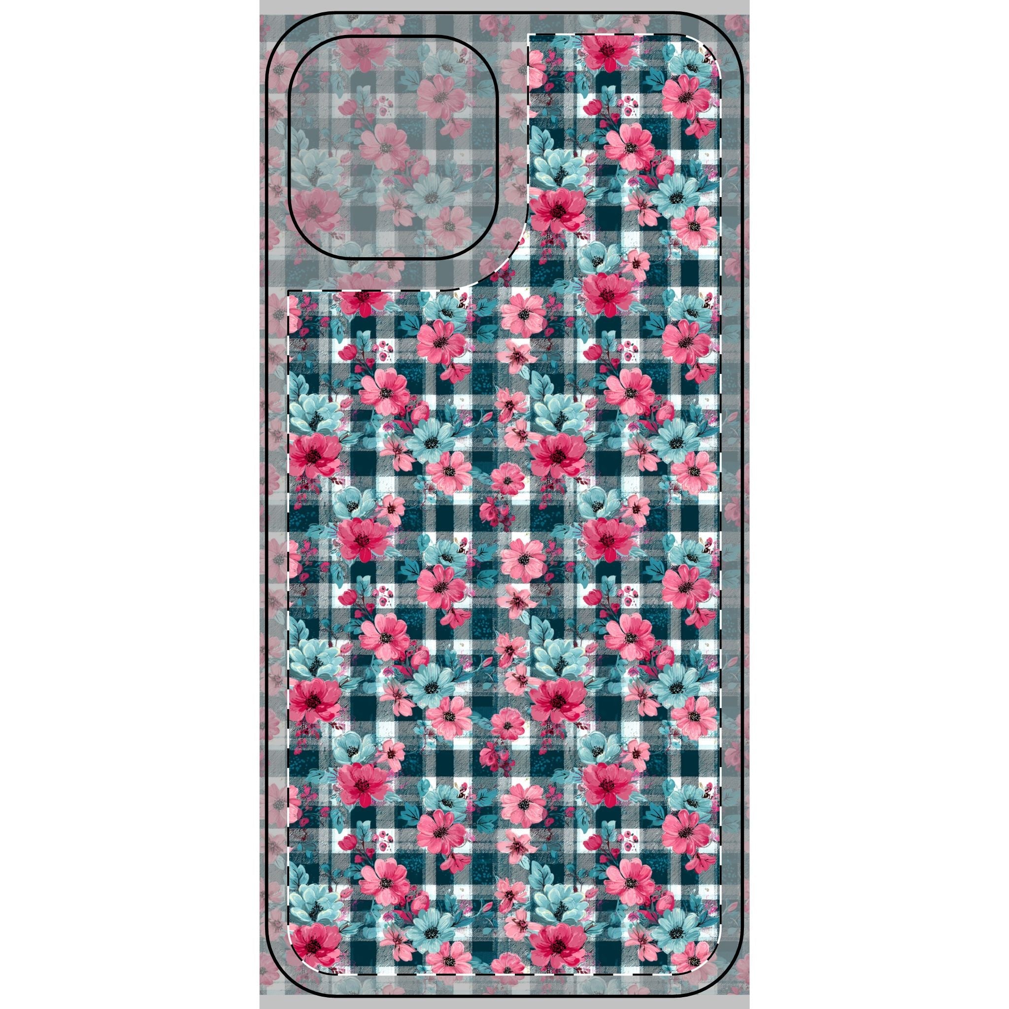 Dark Green Floral Plaid Phone Case Skin, Artsulli - Art is Long, Life is Short, Phone Case, Size, iPhone 12 Pro Max, , , , , 11347406912881319858