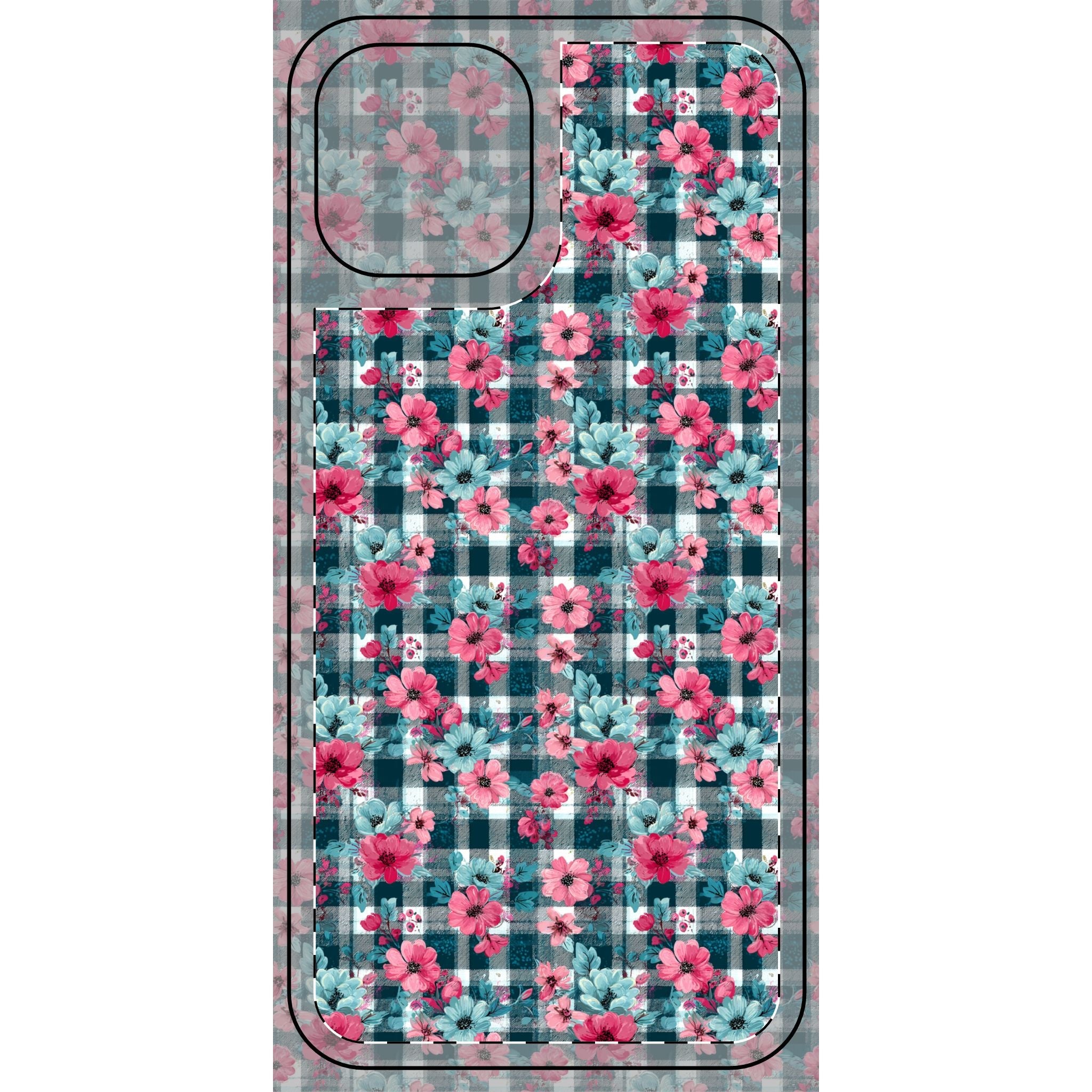 Dark Green Floral Plaid Phone Case Skin, Artsulli - Art is Long, Life is Short, Phone Case, Size, iPhone 12 Pro, , , , , 25812473356349549543