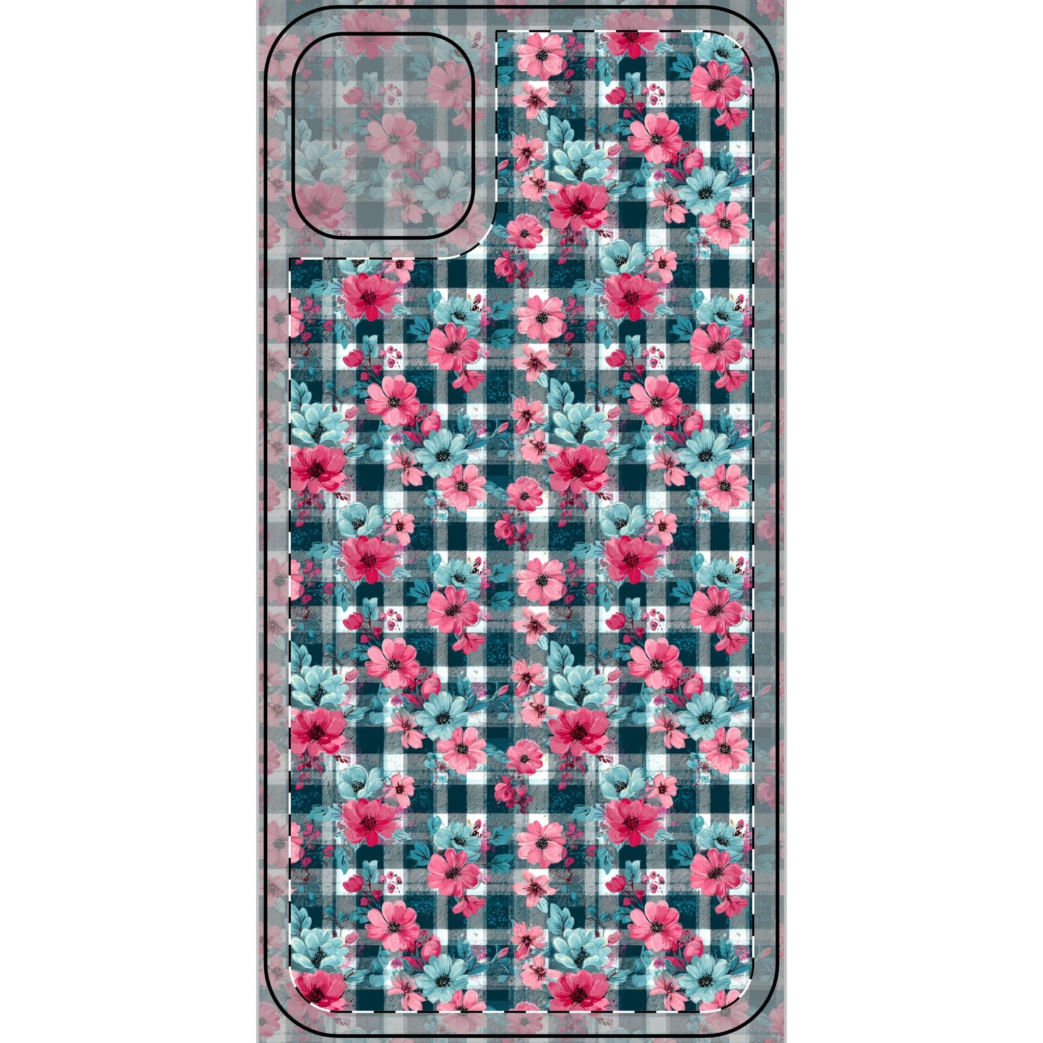 Dark Green Floral Plaid Phone Case Skin, Artsulli - Art is Long, Life is Short, Phone Case, Size, iPhone 11, , , , , 26104250828532369985