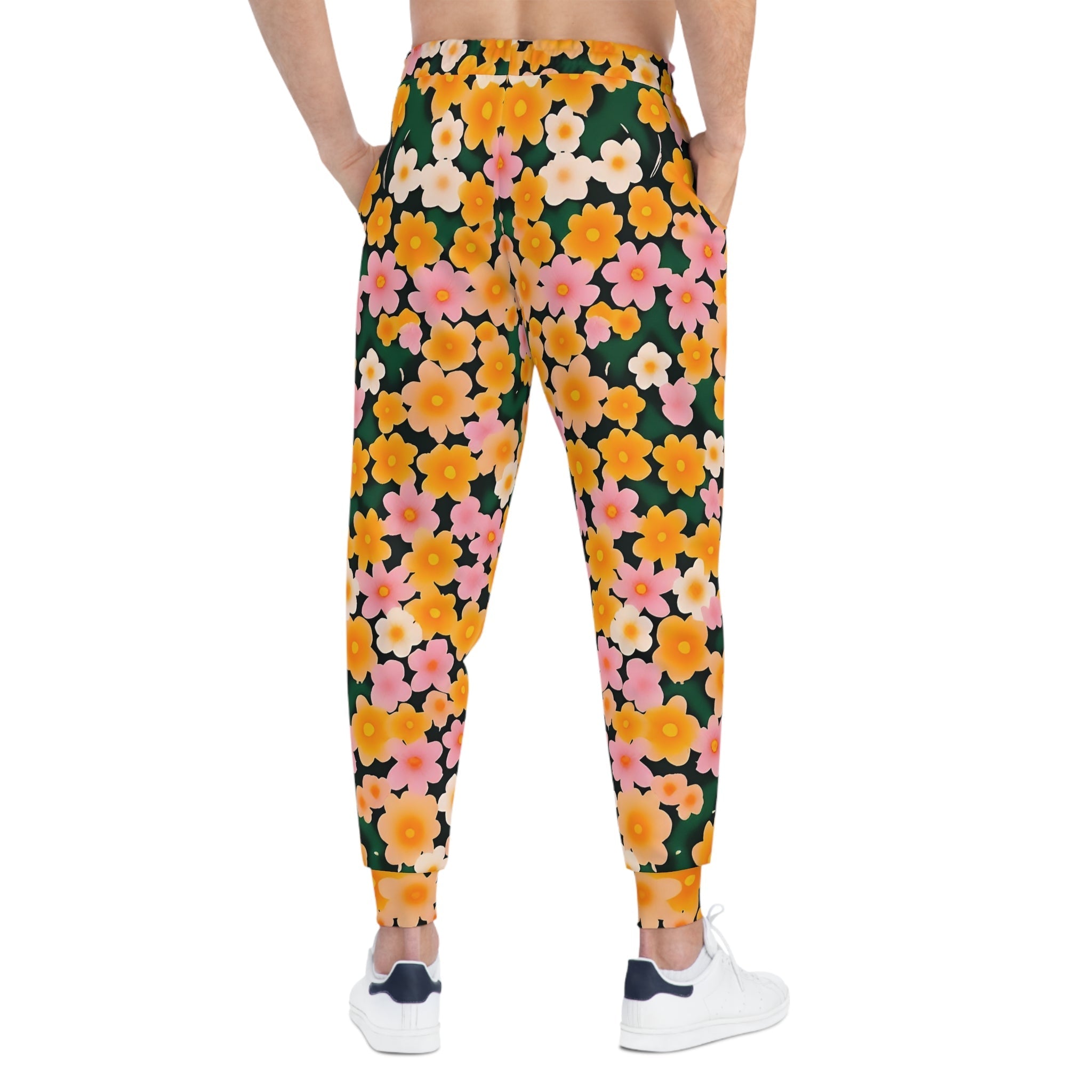 Dark Green Floral Print Joggers, Artsulli - Art is Long, Life is Short, All Over Prints, , , , , , , 