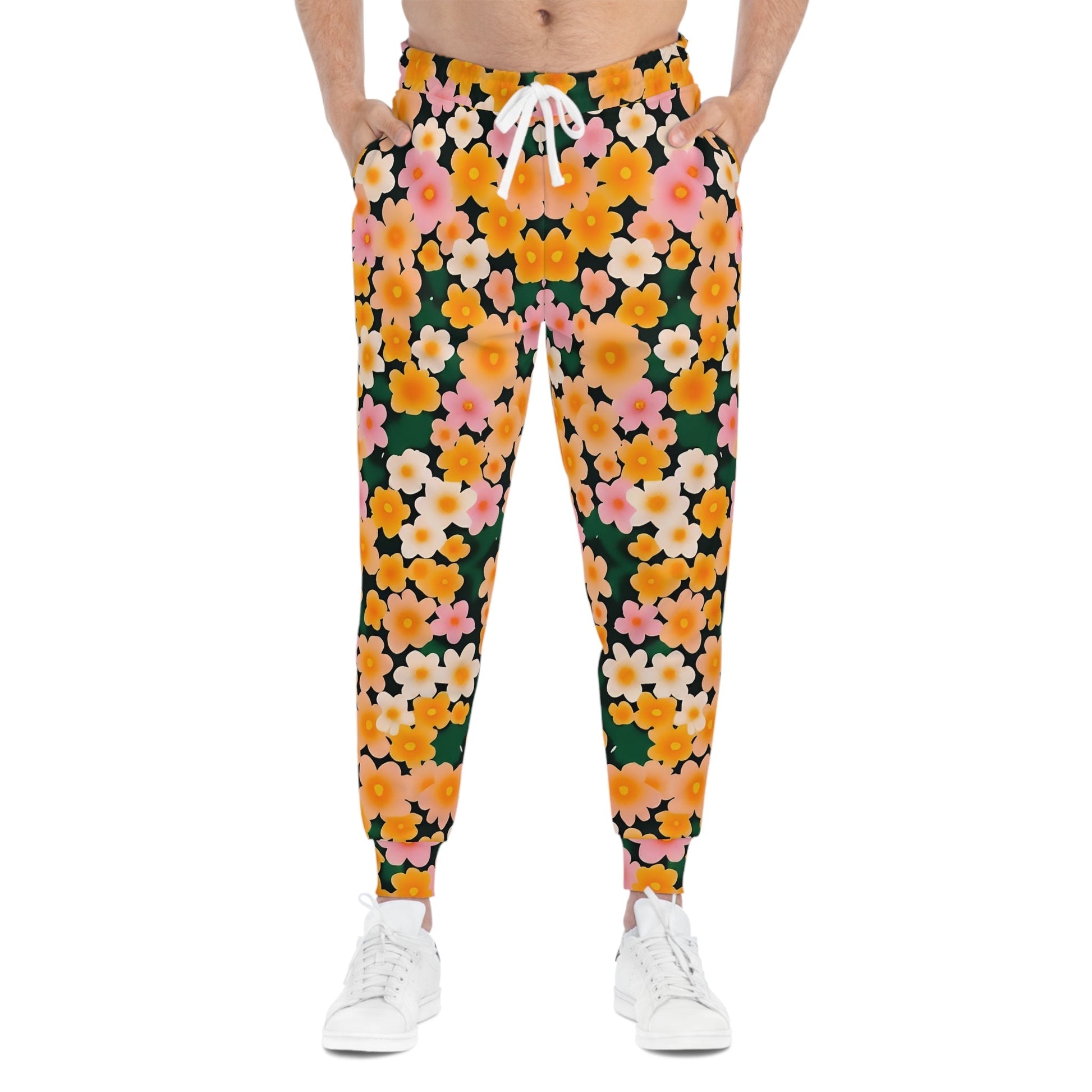 Dark Green Floral Print Joggers, Artsulli - Art is Long, Life is Short, All Over Prints, , , , , , , 