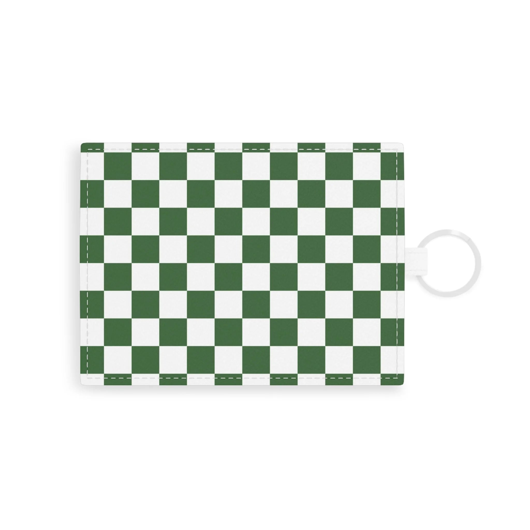 Dark Green Saffiano Checkered Card Holder, Artsulli - Art is Long, Life is Short, Accessories, Size, One size, Color, White, , , 68988412184982156076