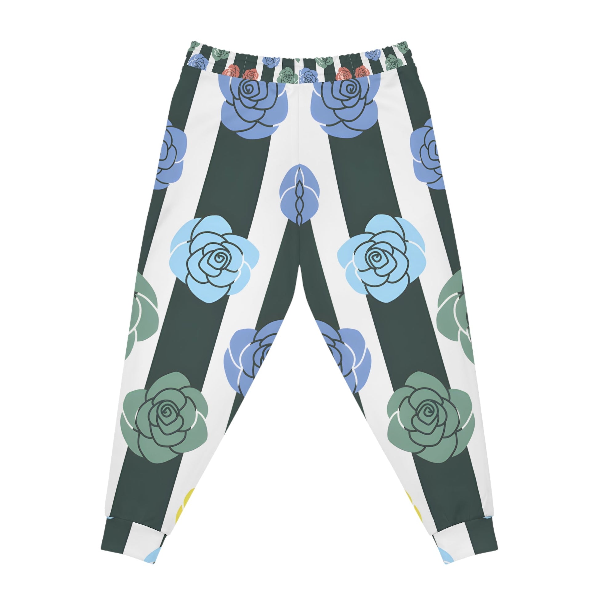 Dark Green Stripe and Rose Joggers, Artsulli - Art is Long, Life is Short, All Over Prints, , , , , , , 