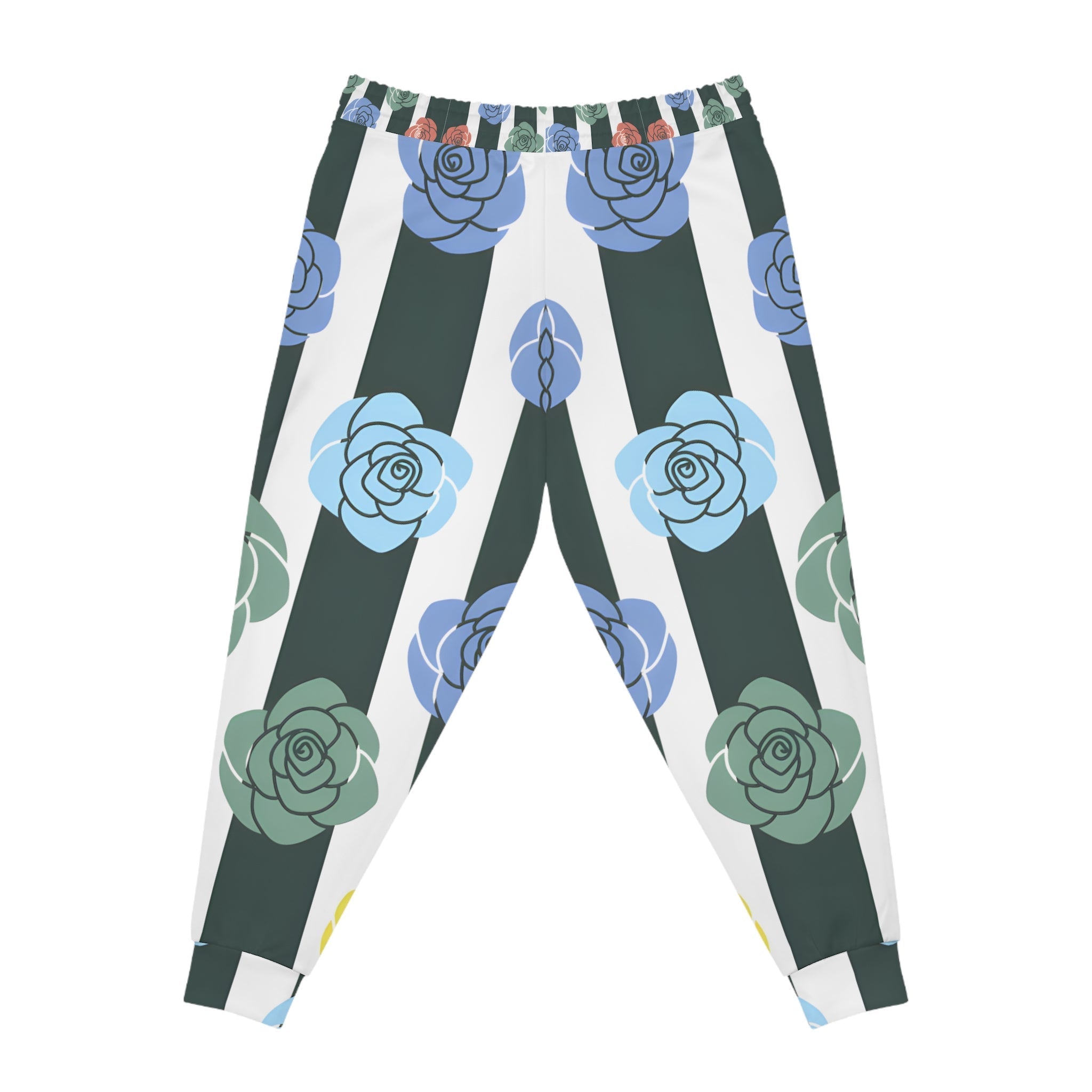 Dark Green Stripe and Rose Joggers, Artsulli - Art is Long, Life is Short, All Over Prints, , , , , , , 