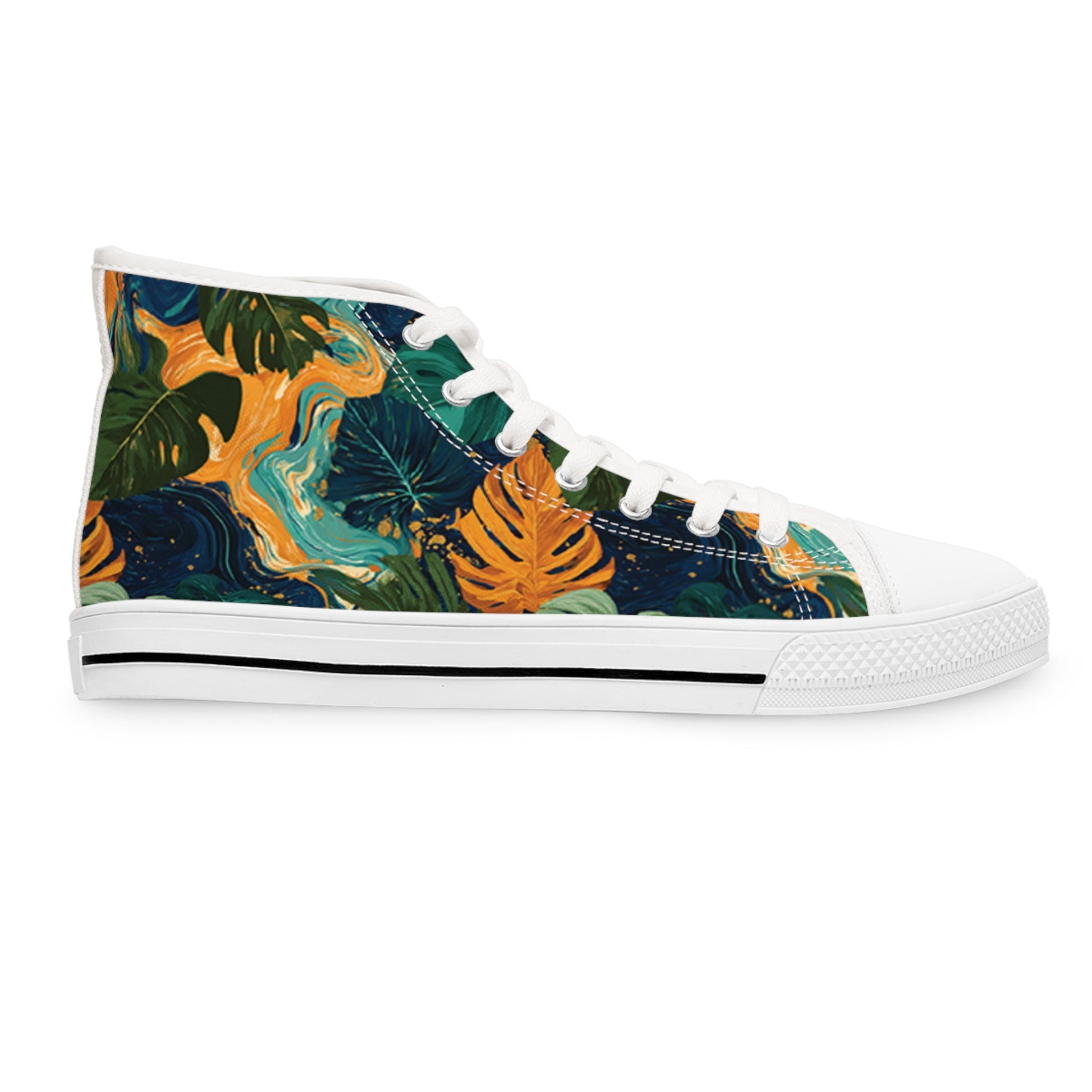 Dark Tropical Leaf High Top Sneakers, Artsulli - Art is Long, Life is Short, Shoes, , , , , , , 