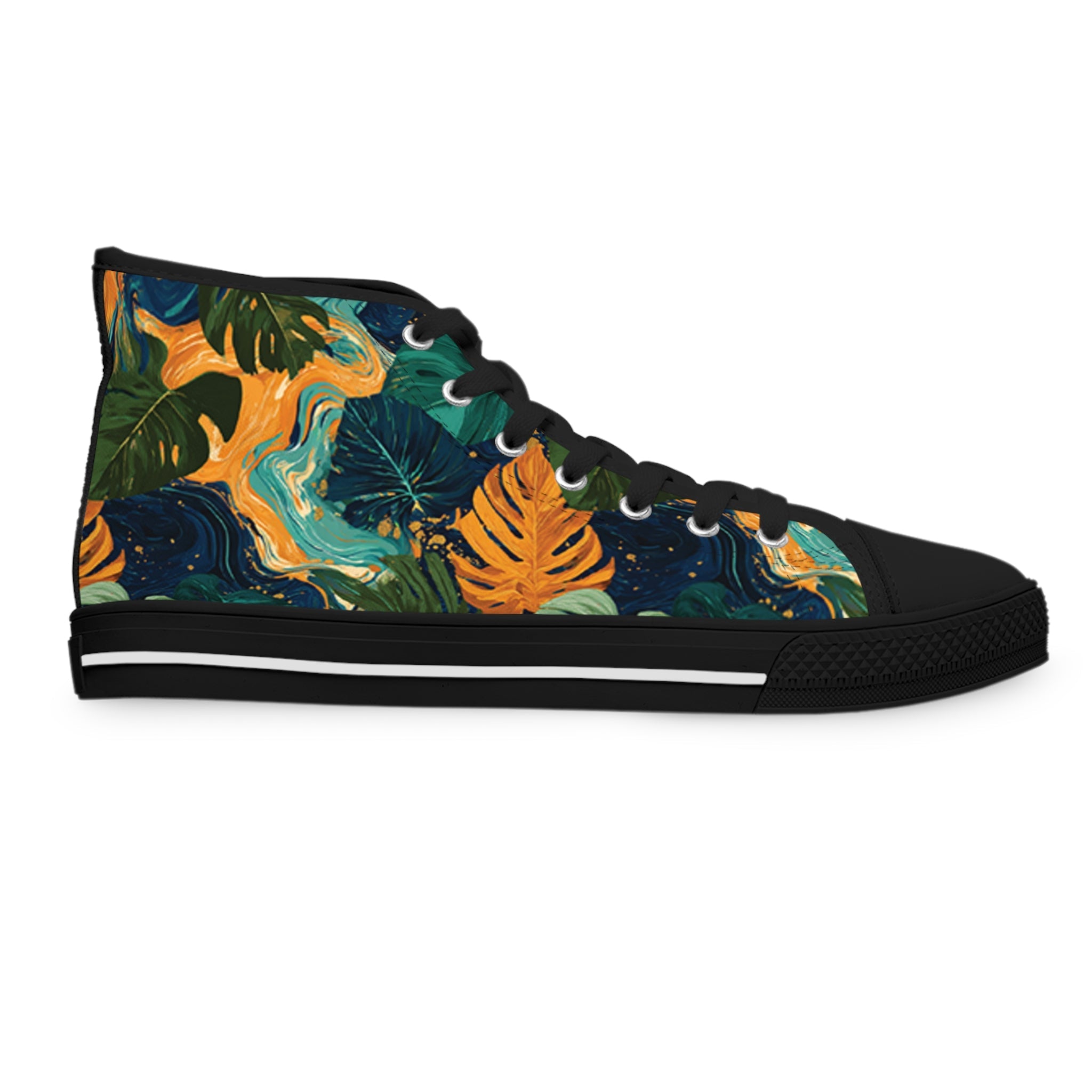 Dark Tropical Leaf High Top Sneakers, Artsulli - Art is Long, Life is Short, Shoes, , , , , , , 