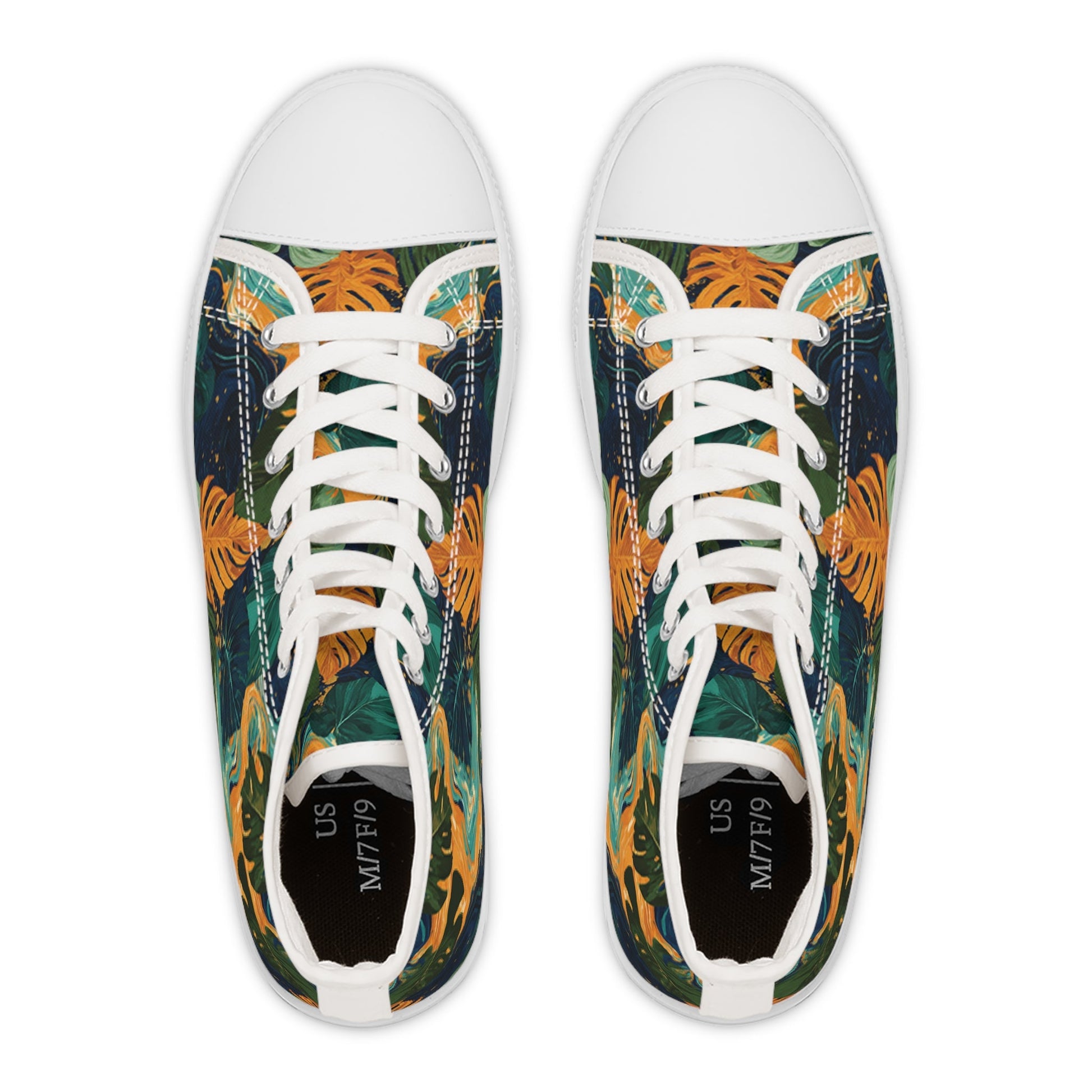 Dark Tropical Leaf High Top Sneakers, Artsulli - Art is Long, Life is Short, Shoes, , , , , , , 