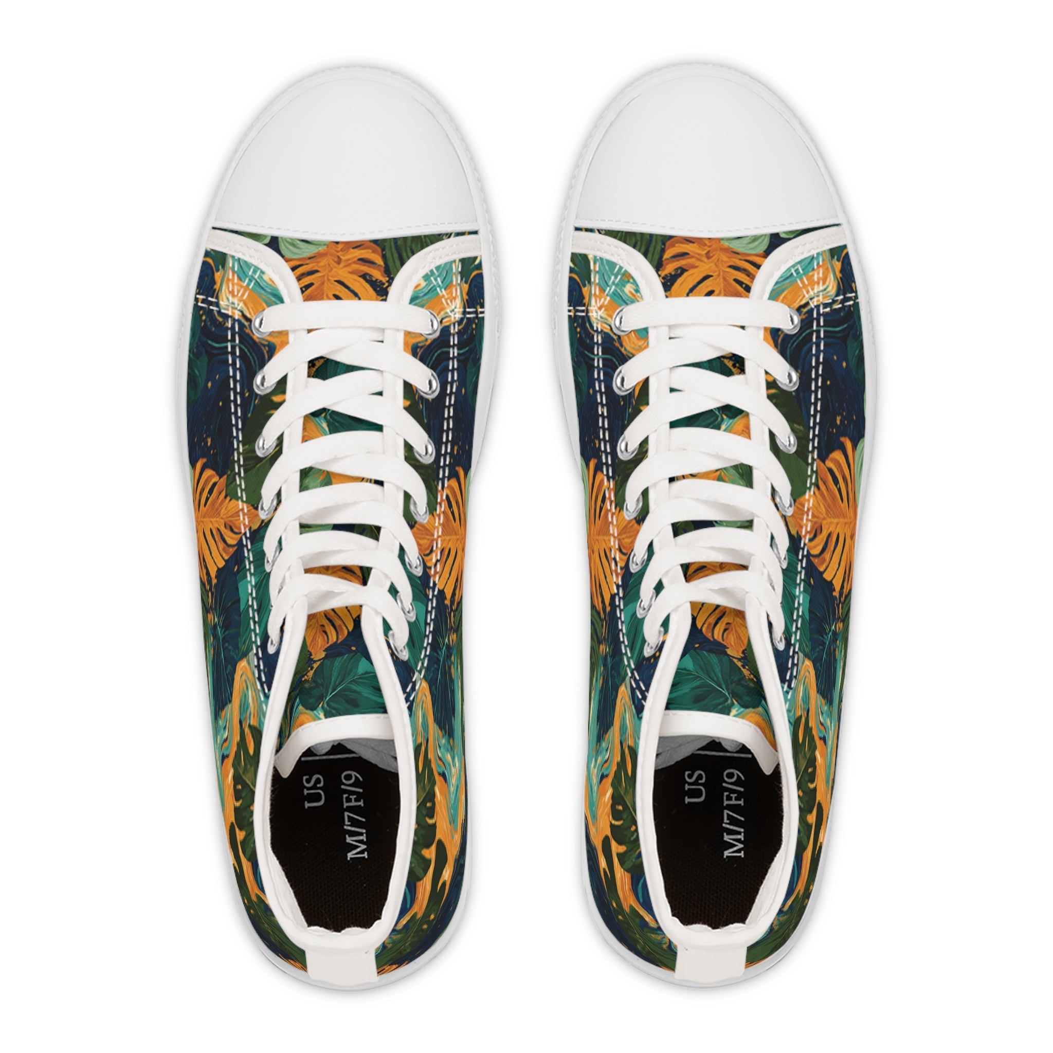 Dark Tropical Leaf High Top Sneakers, Artsulli - Art is Long, Life is Short, Shoes, , , , , , , 