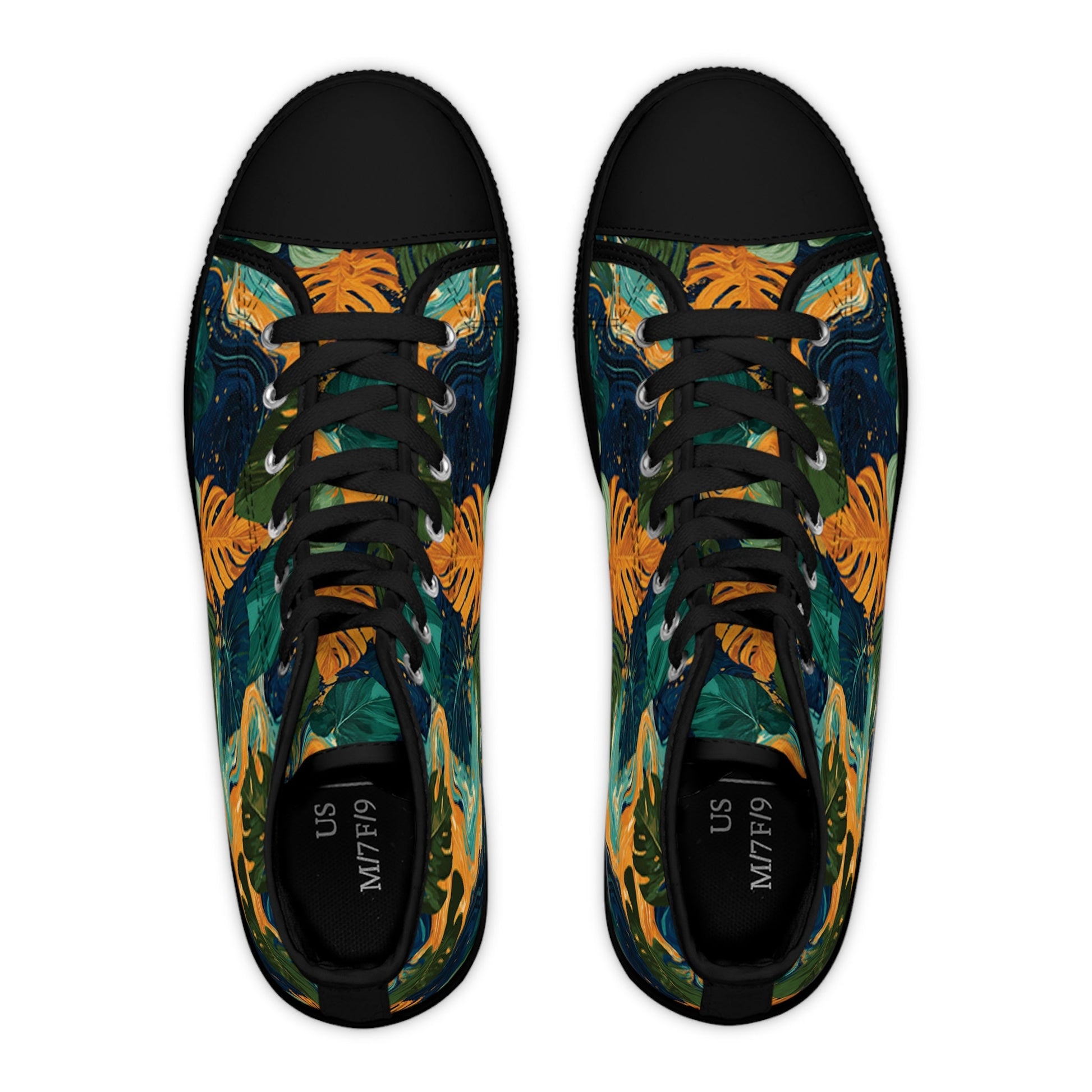 Dark Tropical Leaf High Top Sneakers, Artsulli - Art is Long, Life is Short, Shoes, , , , , , , 
