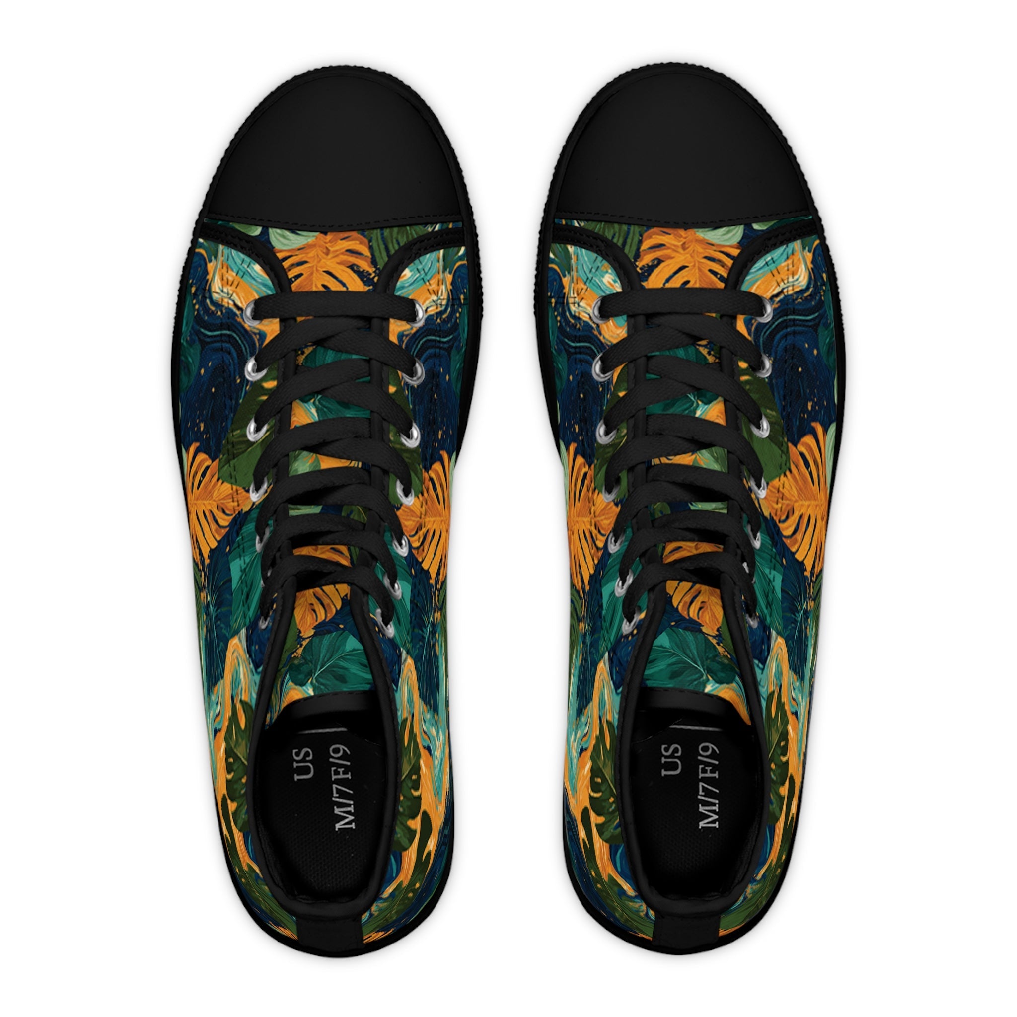 Dark Tropical Leaf High Top Sneakers, Artsulli - Art is Long, Life is Short, Shoes, , , , , , , 