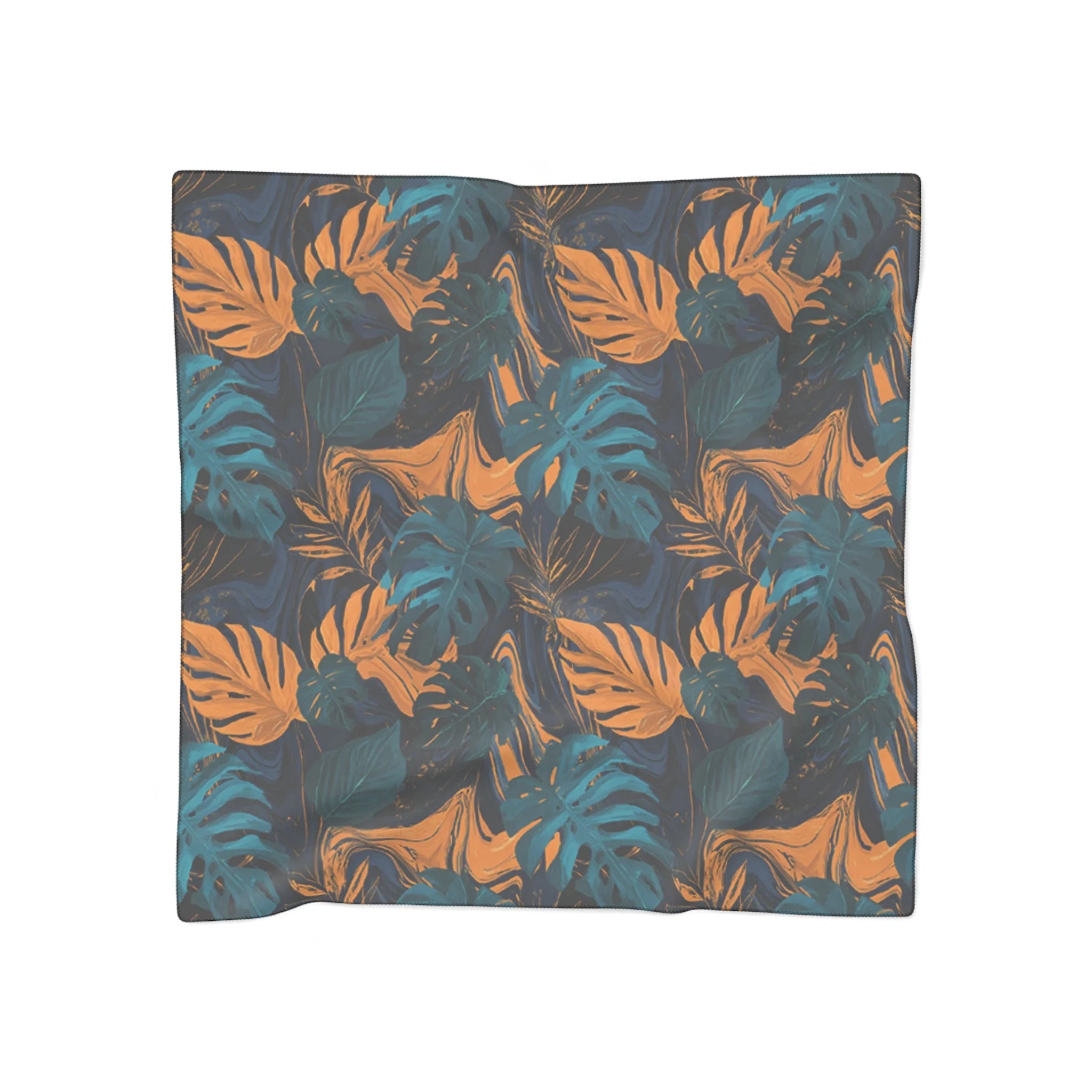 JAKKOUTTHEBXX Dark Tropical Leaf Print Sheer Scarf 2025