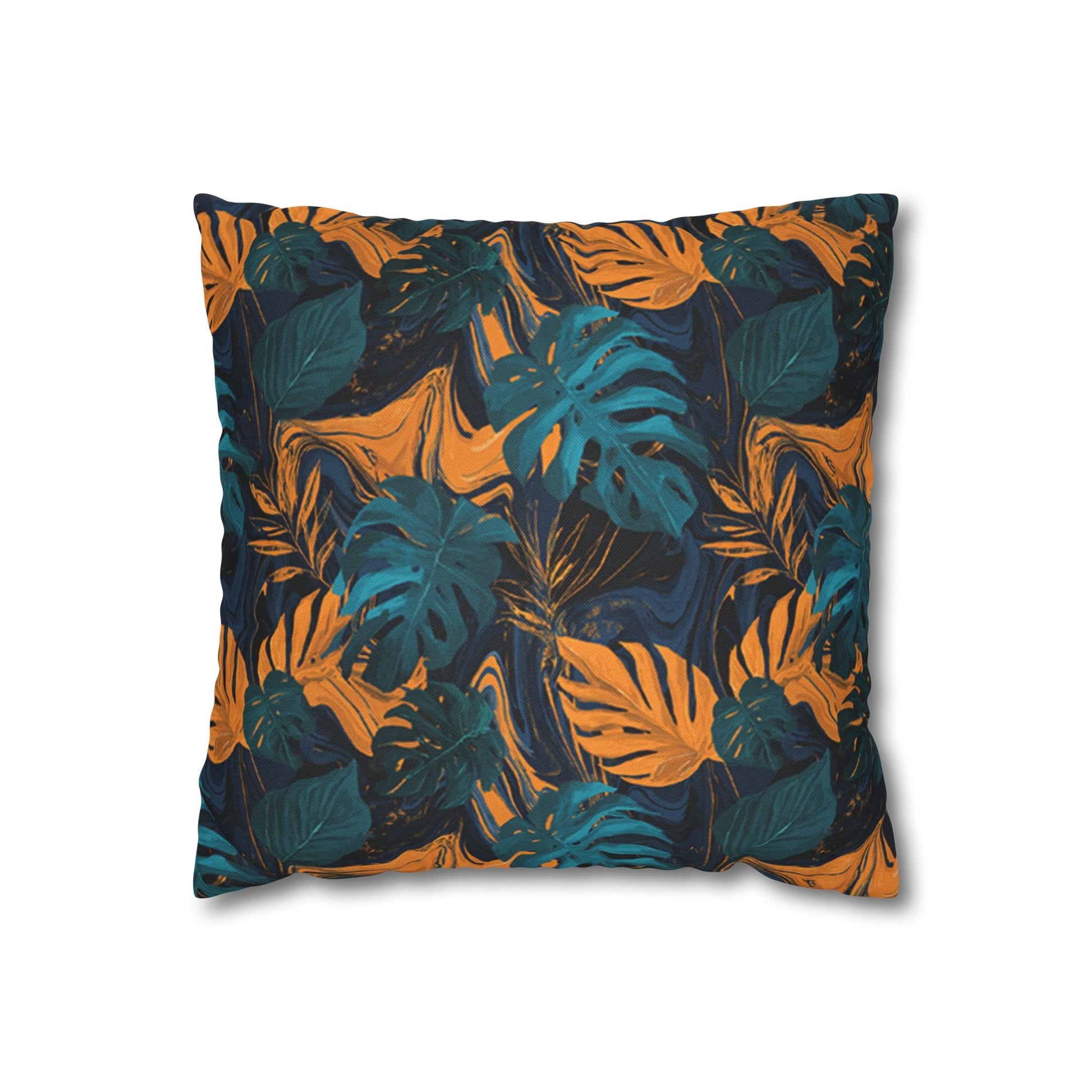 Dark Tropical Leaf Throw Pillow, Artsulli - Art is Long, Life is Short, Home Decor, Size, 14" × 14", , , , , 20758312219690430321