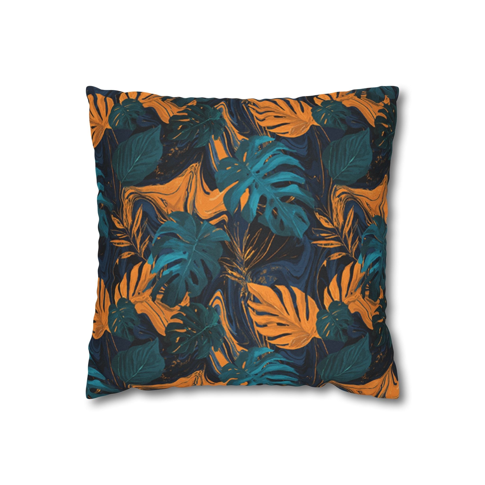 Dark Tropical Leaf Throw Pillow, Artsulli - Art is Long, Life is Short, Home Decor, Size, 14" × 14", , , , , 20758312219690430321