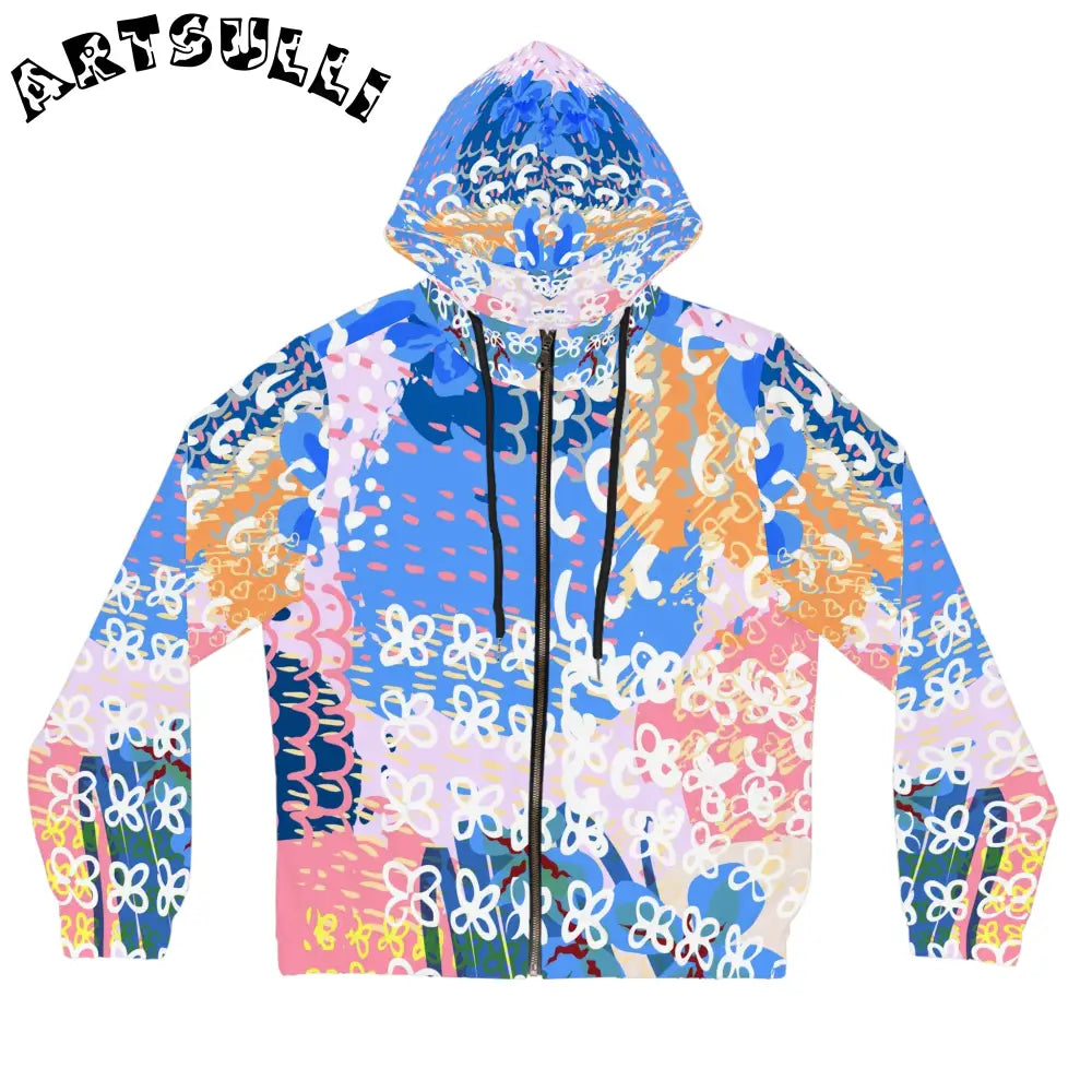 Doodles x Hearts Zip Hoodie, Artsulli - Art is Long, Life is Short, All Over Prints, Size, XS, Color, Black, , , 73733045883130358201