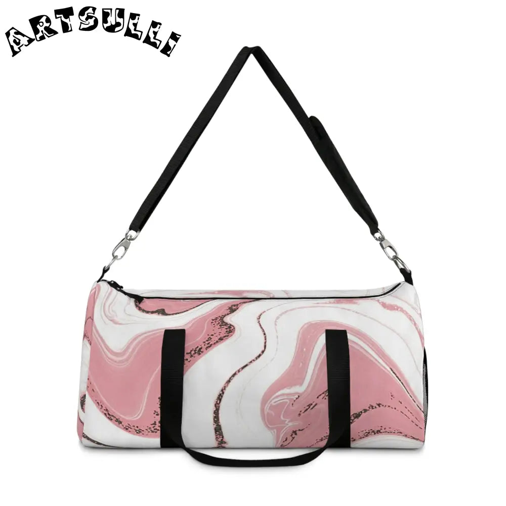 JAKKOUTTHEBXX Pink and White Marble Duffel Bags 2025