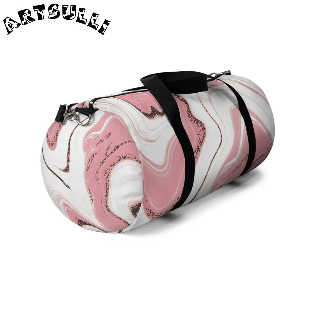 JAKKOUTTHEBXX Pink and White Marble Duffel Bags 2025