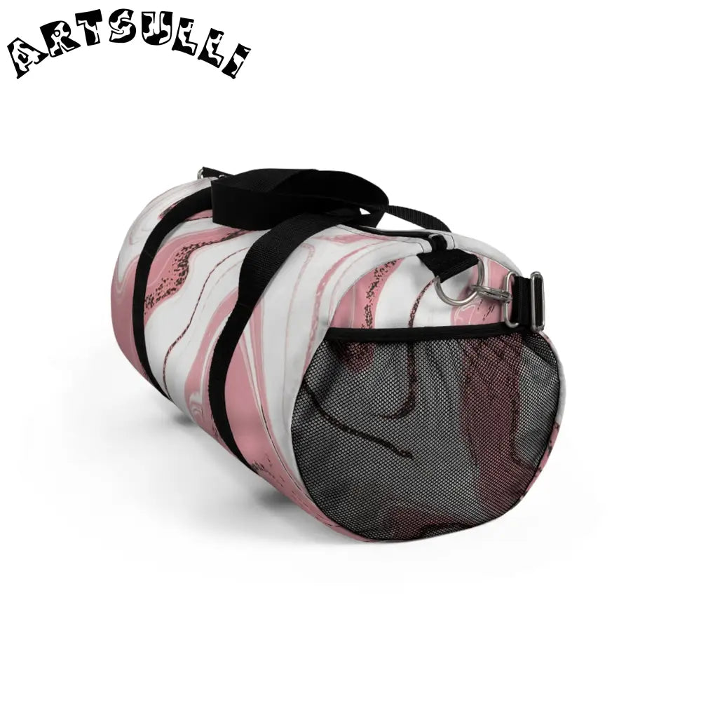 JAKKOUTTHEBXX Pink and White Marble Duffel Bags 2025
