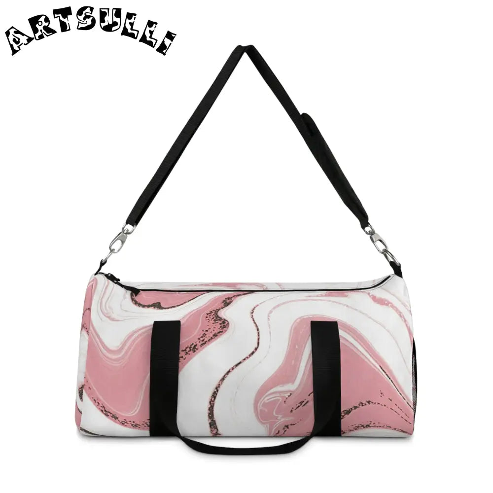 JAKKOUTTHEBXX Pink and White Marble Duffel Bags 2025