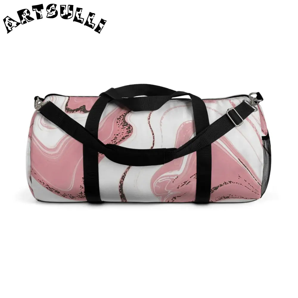 JAKKOUTTHEBXX Pink and White Marble Duffel Bags 2025