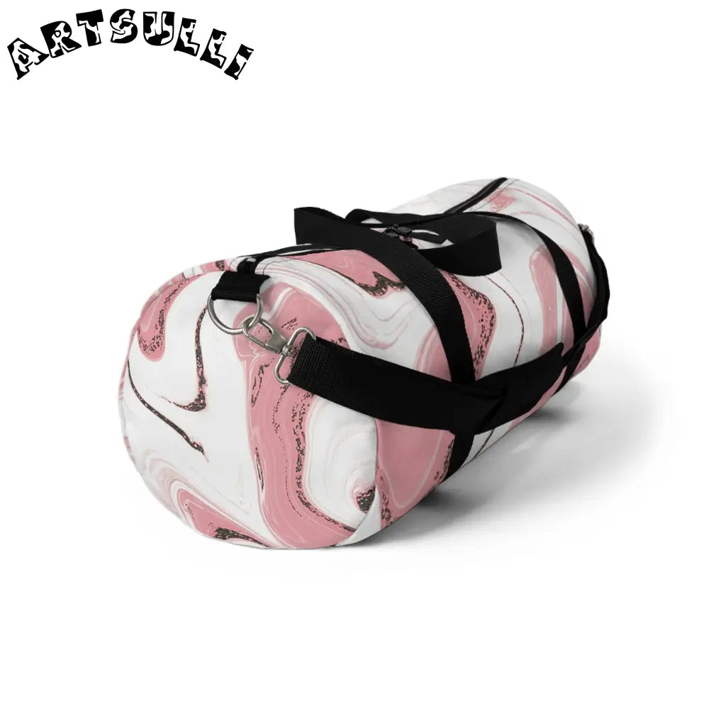 JAKKOUTTHEBXX Pink and White Marble Duffel Bags 2025