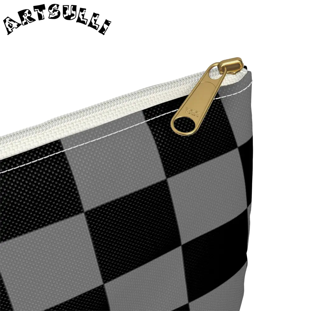 Durable Checkerboard Flat Pouch, Artsulli - Art is Long, Life is Short, Bags, , , , , , , 