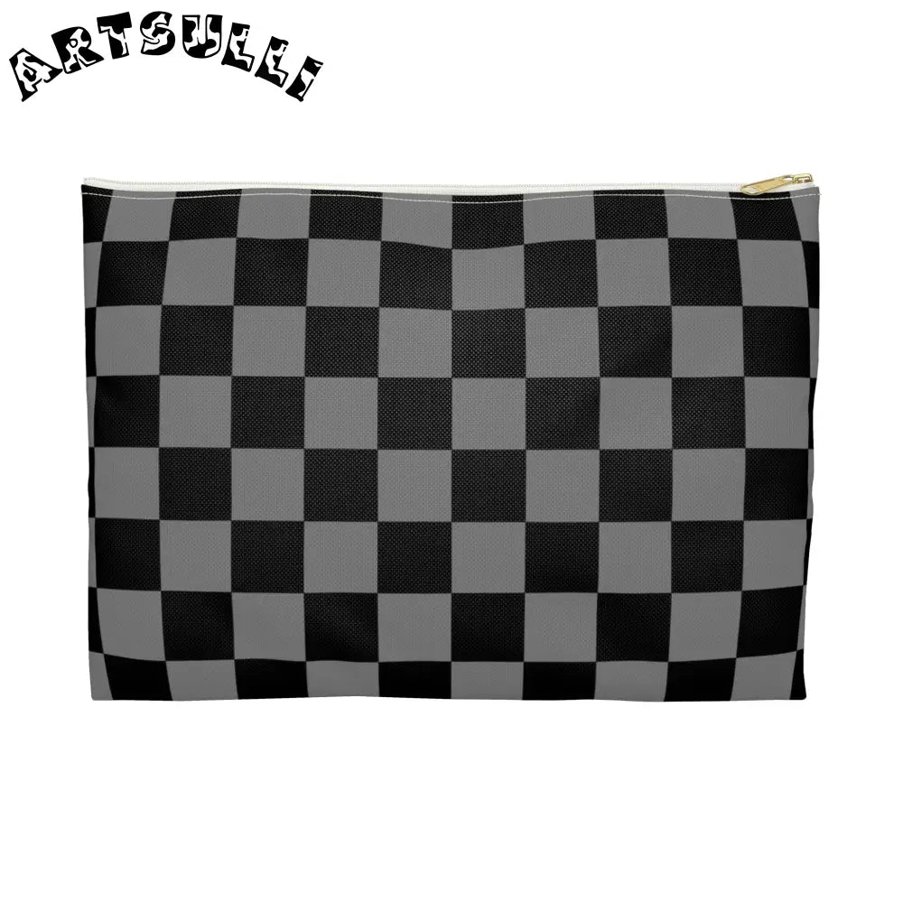 Durable Checkerboard Flat Pouch, Artsulli - Art is Long, Life is Short, Bags, Size, Large, Color, White zipper, , , 18829413144493575129