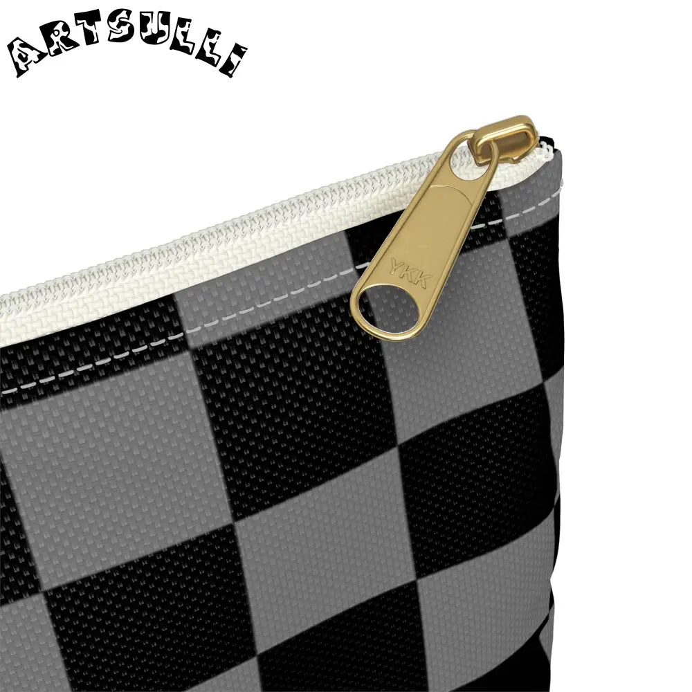 Durable Checkerboard Flat Pouch, Artsulli - Art is Long, Life is Short, Bags, , , , , , , 