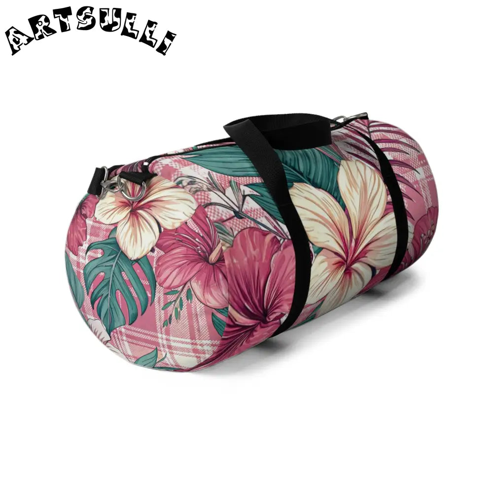 Durable Pink Floral Art Printed Duffel Bag, Artsulli - Art is Long, Life is Short, Bags, , , , , , , 
