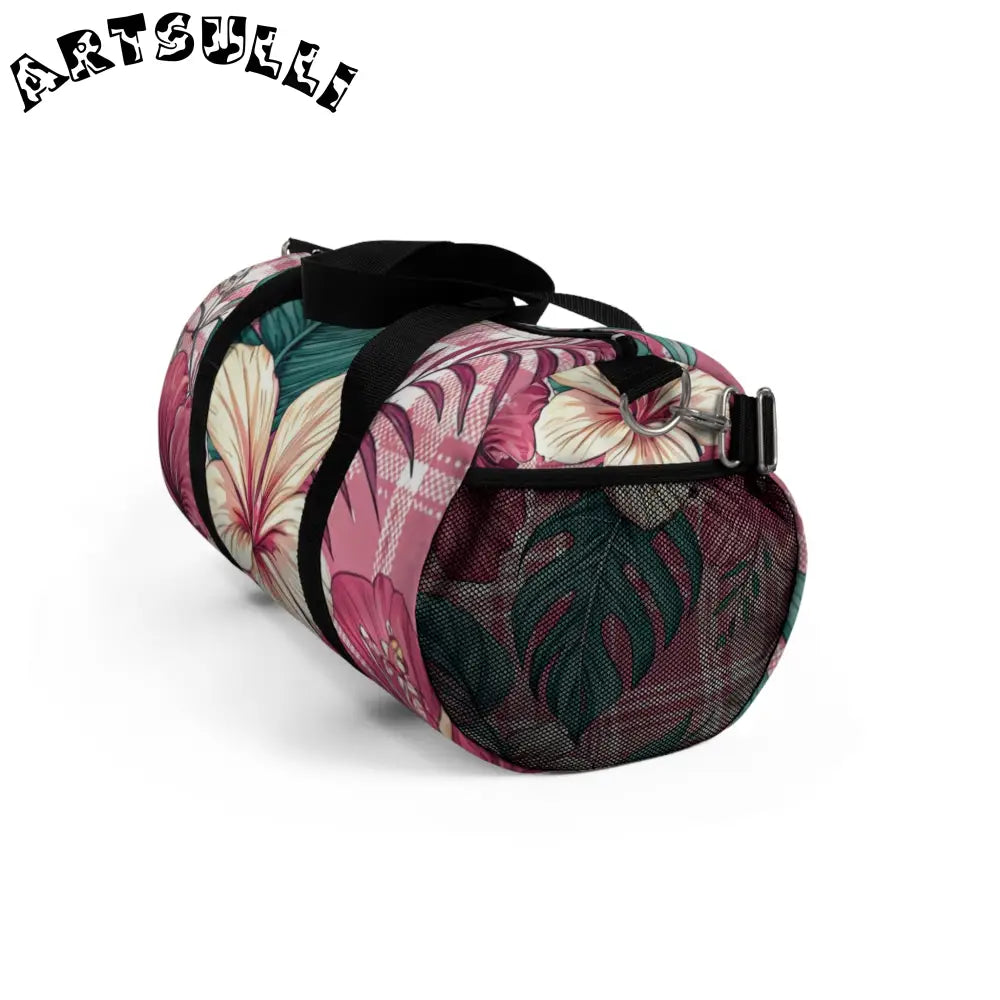Durable Pink Floral Art Printed Duffel Bag, Artsulli - Art is Long, Life is Short, Bags, , , , , , , 
