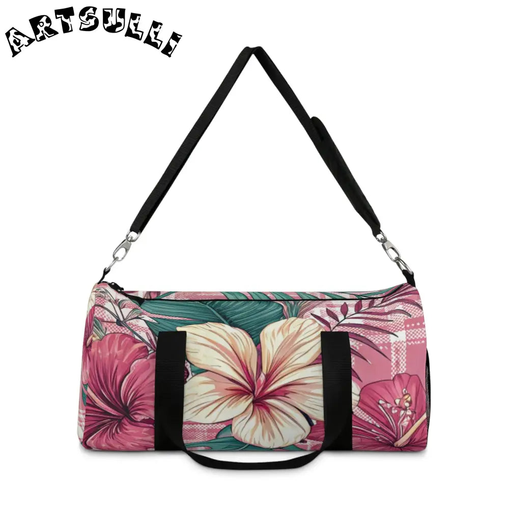 Durable Pink Floral Art Printed Duffel Bag, Artsulli - Art is Long, Life is Short, Bags, , , , , , , 