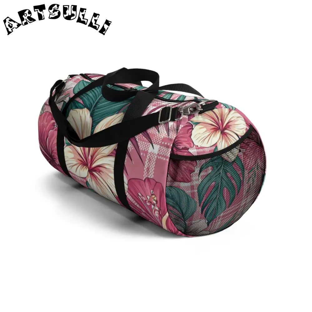 Durable Pink Floral Art Printed Duffel Bag, Artsulli - Art is Long, Life is Short, Bags, , , , , , , 