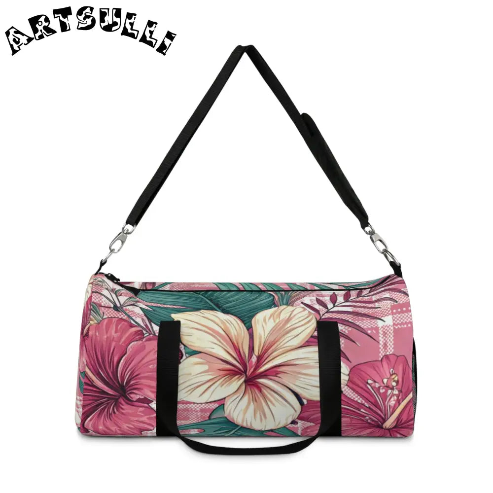 Durable Pink Floral Art Printed Duffel Bag, Artsulli - Art is Long, Life is Short, Bags, , , , , , , 