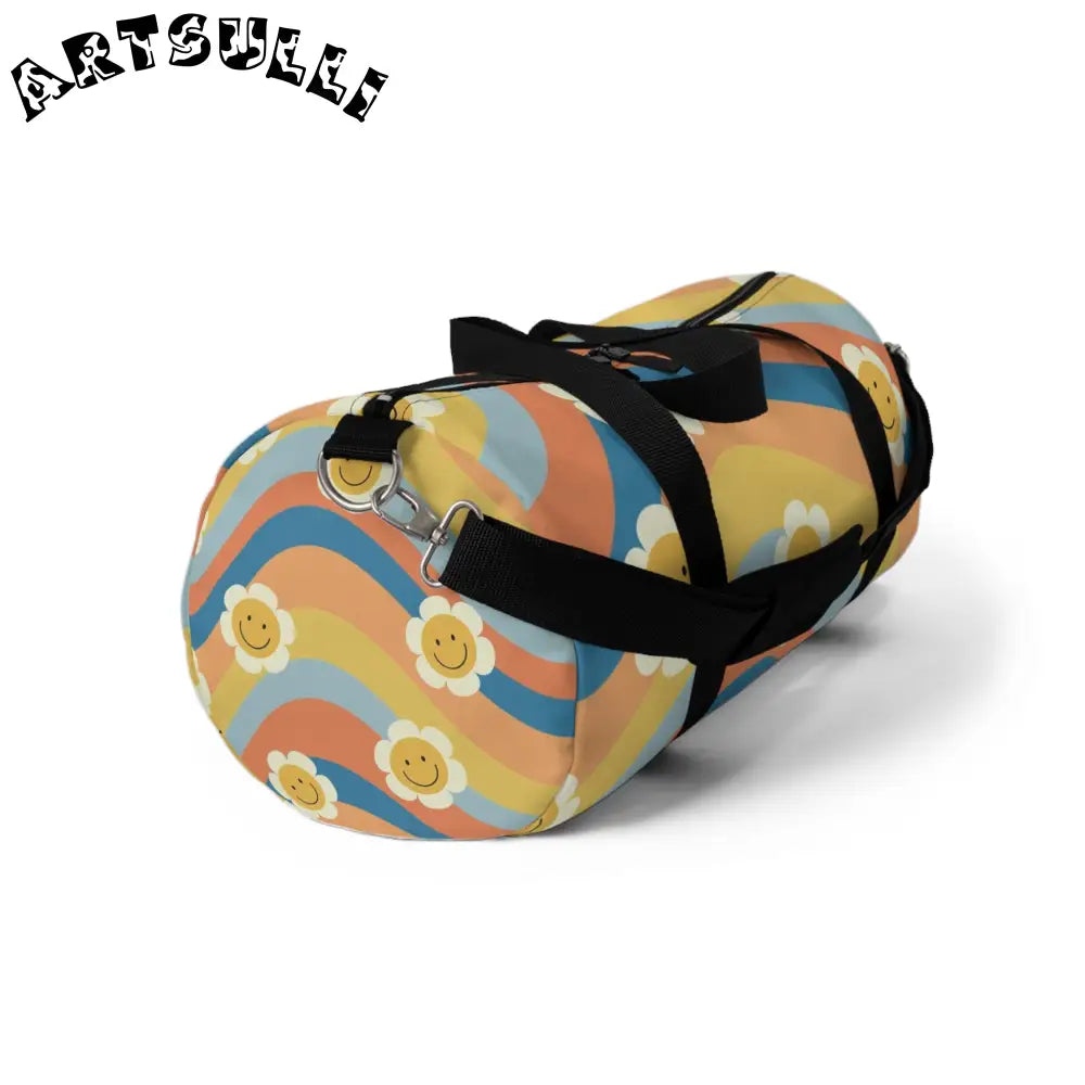 Durable Retro Rainbow Flower Duffel Bag, Artsulli - Art is Long, Life is Short, Bags, , , , , , , 