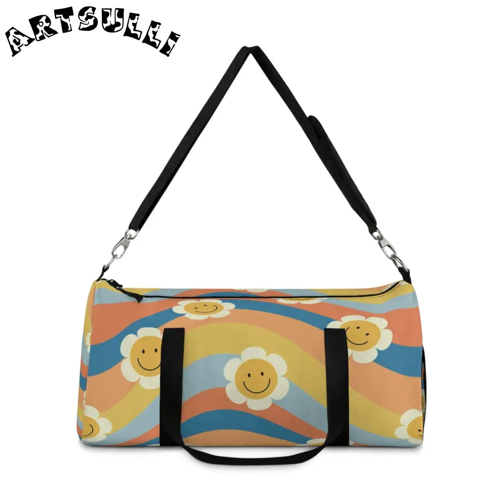 Durable Retro Rainbow Flower Duffel Bag, Artsulli - Art is Long, Life is Short, Bags, , , , , , , 