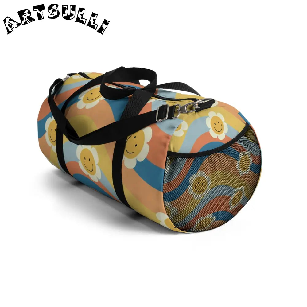 Durable Retro Rainbow Flower Duffel Bag, Artsulli - Art is Long, Life is Short, Bags, , , , , , , 