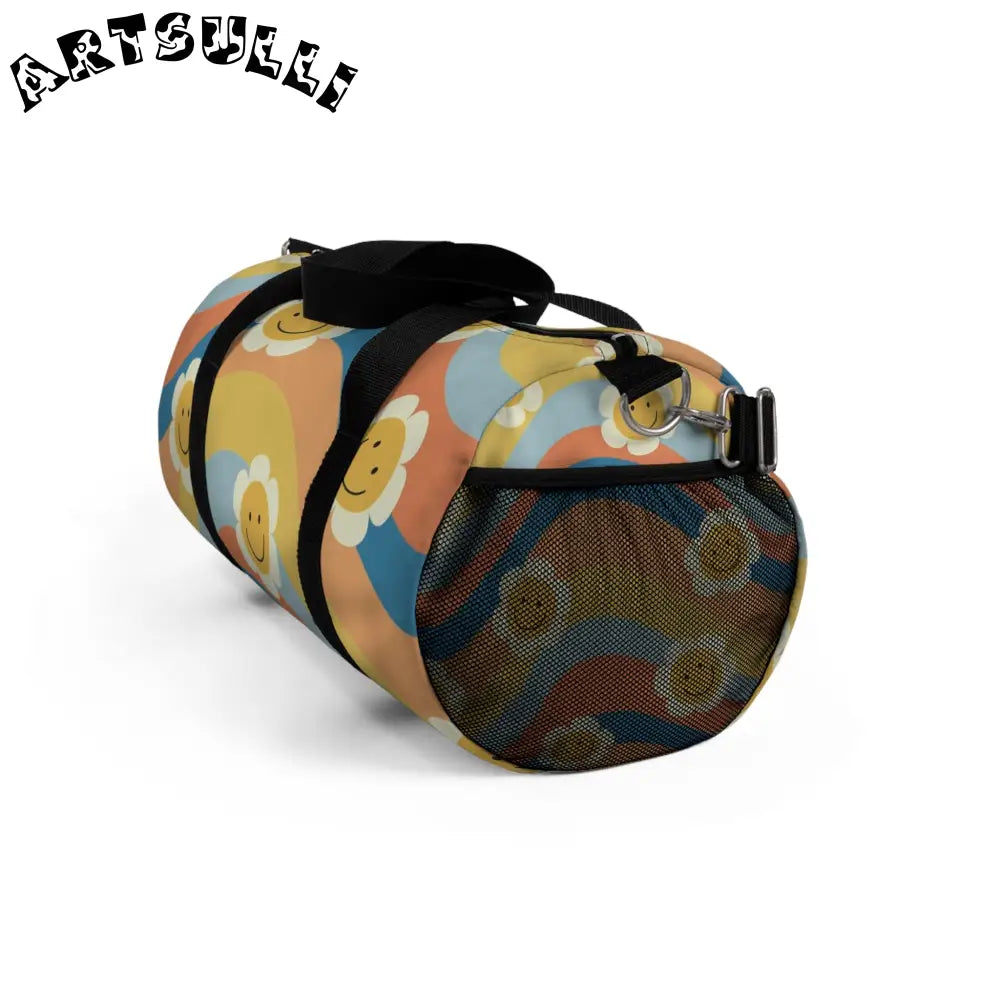 Durable Retro Rainbow Flower Duffel Bag, Artsulli - Art is Long, Life is Short, Bags, , , , , , , 