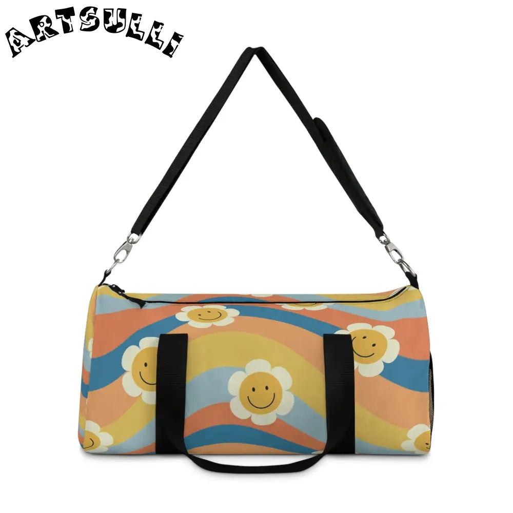 Durable Retro Rainbow Flower Duffel Bag, Artsulli - Art is Long, Life is Short, Bags, , , , , , , 
