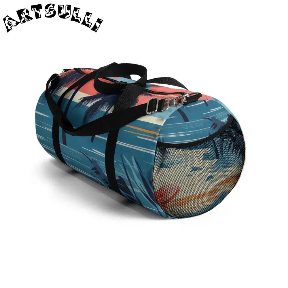 Durable Tropical Palm and Stripe Duffel Bag, Artsulli - Art is Long, Life is Short, Bags, , , , , , , 
