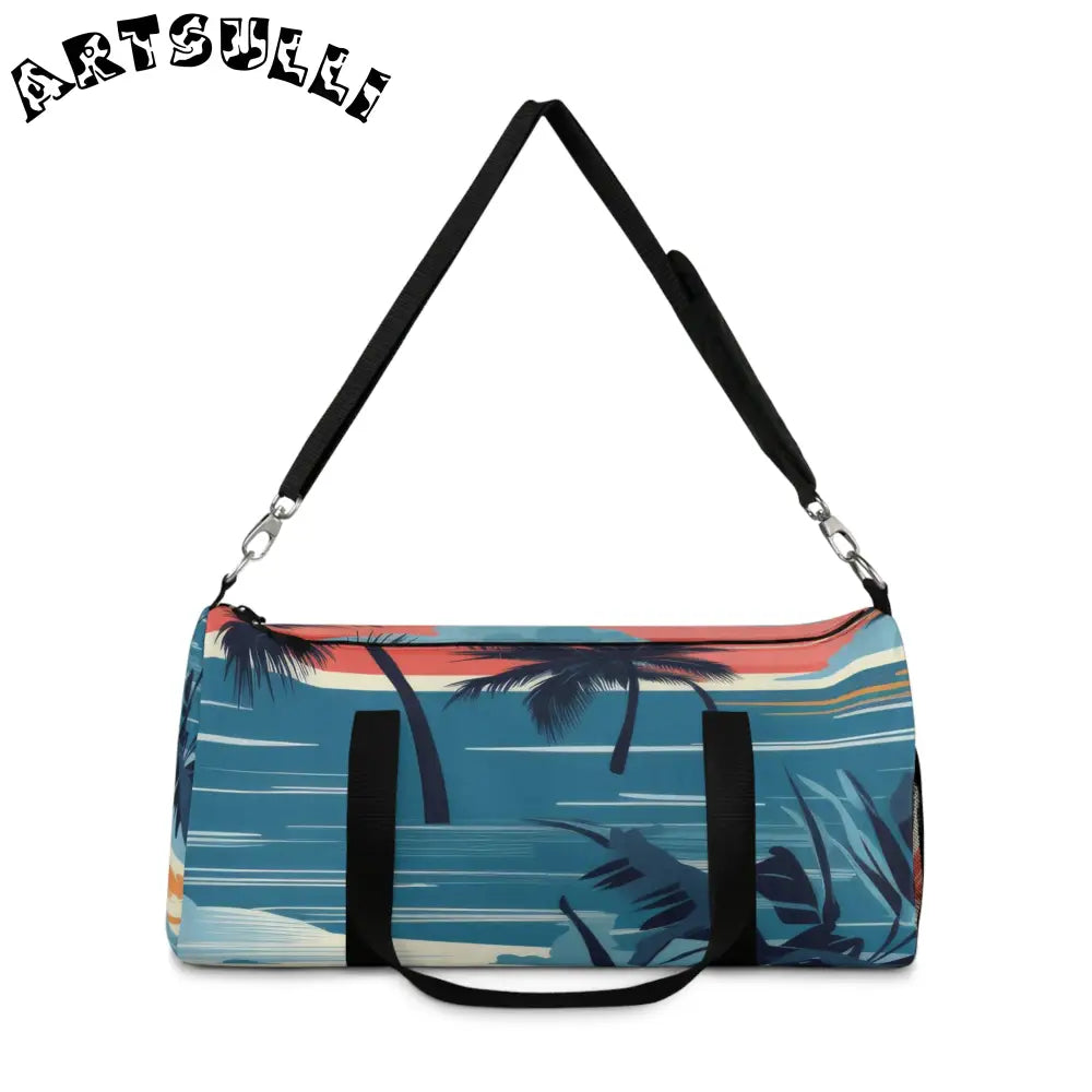 Durable Tropical Palm and Stripe Duffel Bag, Artsulli - Art is Long, Life is Short, Bags, , , , , , , 
