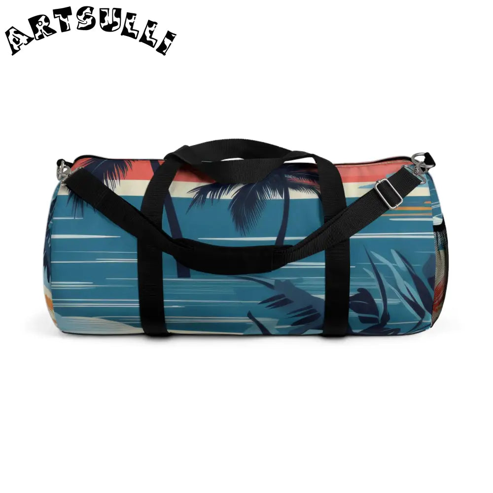 Durable Tropical Palm and Stripe Duffel Bag, Artsulli - Art is Long, Life is Short, Bags, Size, Large, , , , , 16357622612973561593