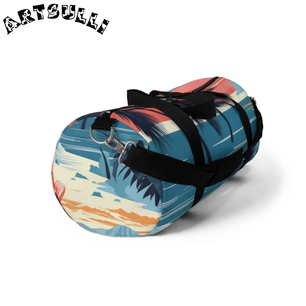 Durable Tropical Palm and Stripe Duffel Bag, Artsulli - Art is Long, Life is Short, Bags, , , , , , , 