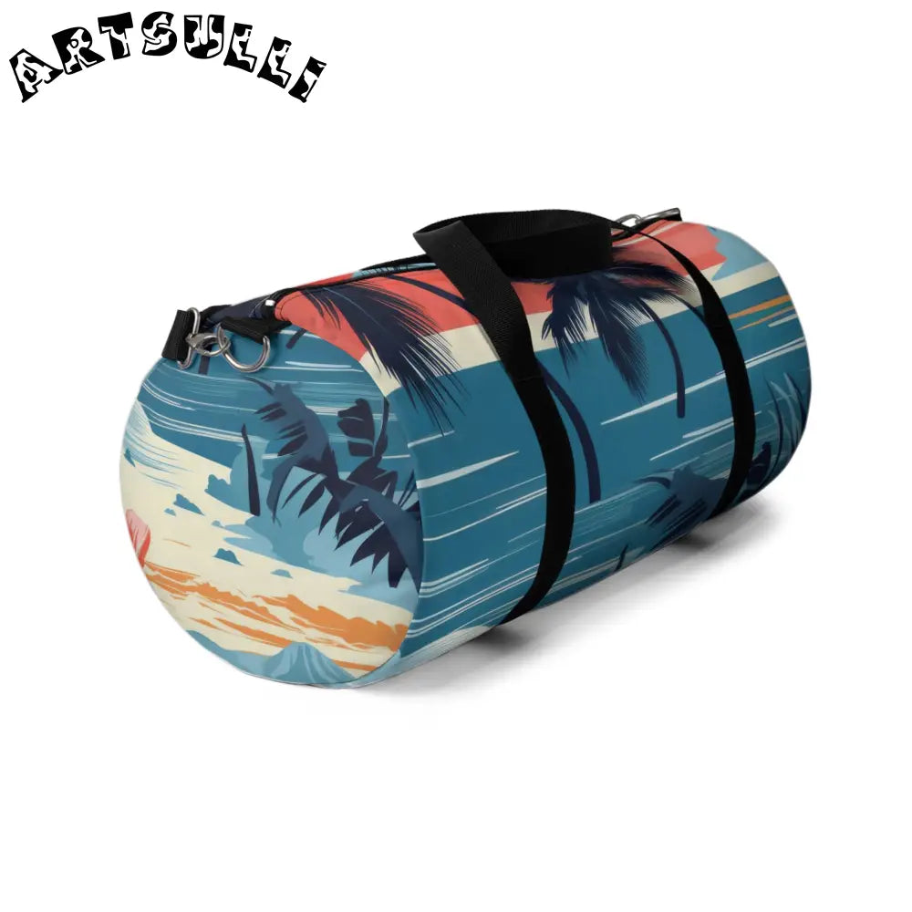 Durable Tropical Palm and Stripe Duffel Bag, Artsulli - Art is Long, Life is Short, Bags, , , , , , , 