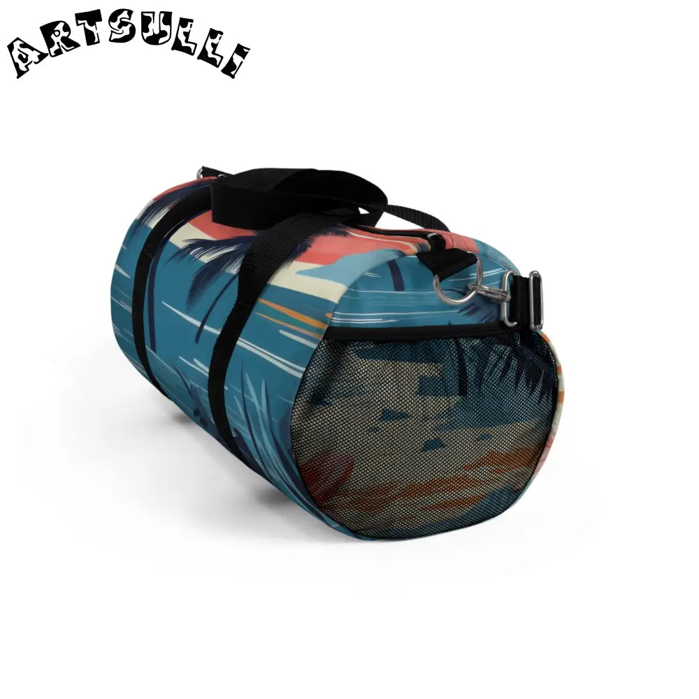 Durable Tropical Palm and Stripe Duffel Bag, Artsulli - Art is Long, Life is Short, Bags, , , , , , , 