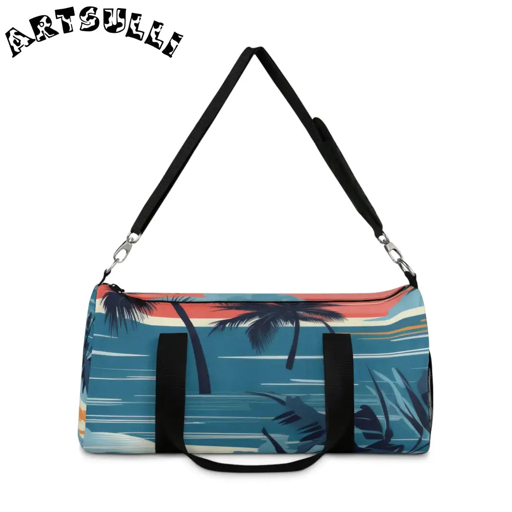 Durable Tropical Palm and Stripe Duffel Bag, Artsulli - Art is Long, Life is Short, Bags, , , , , , , 