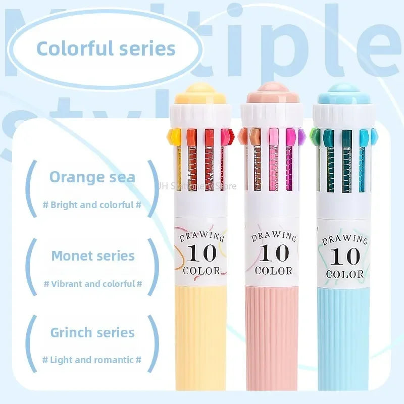 Buy The Best By Artsulli - Art is Long Life Short - Languo 120/10 Color Ballpoint Pen Cartoon 0.8mm Soft Grip Press Multicolor Writing