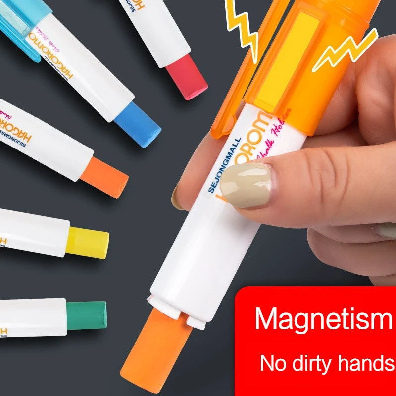 Magnetic Durable Chalk Holder Clip for Teacher Writing Drawing Not Dirty Hand Plastic Chalk Clip Extender School Office Supplies